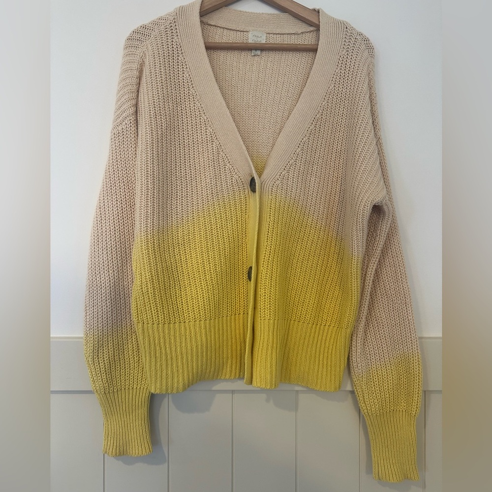 Roan + Ryan yellow and cream ombré cardigan‎ 100% cotton bold bright
